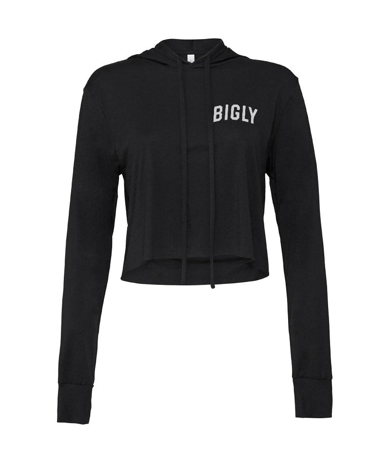 Bigly Black Cropped Fleece Hoodie (Women's)