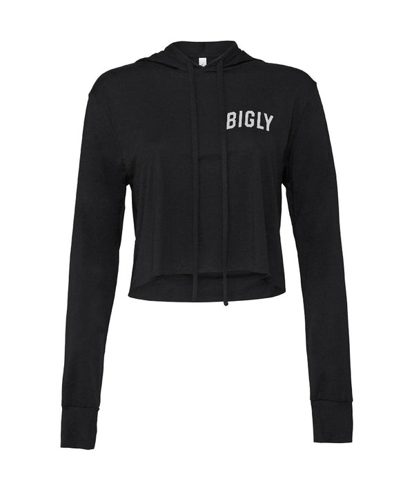 Bigly Black Cropped Fleece Hoodie (Women's)